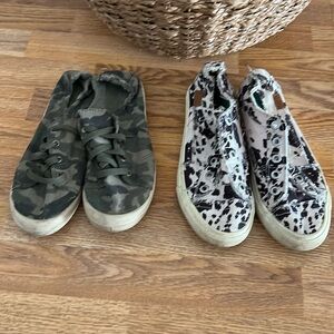 Women’s size 8.5 shoes. Brands are time and true and blowfish.